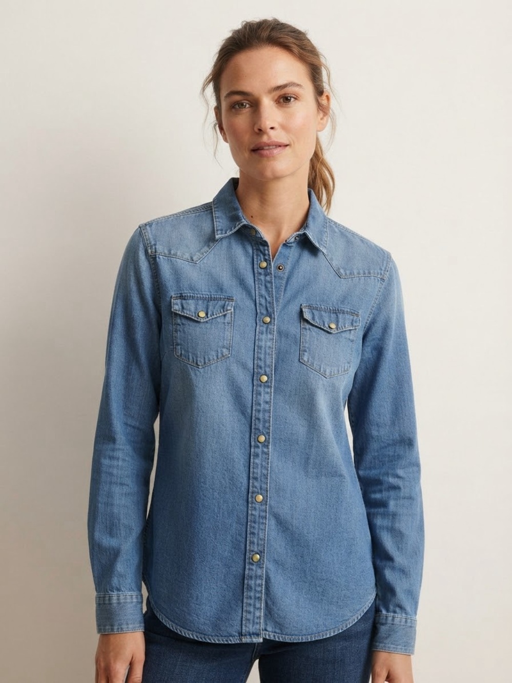 Scotch & Soda Sz M Western Denim Pearl Snap Casual Button Front Shirt